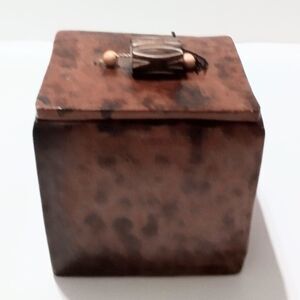 Vintage Square Pottery Ceramic Lidded Trinket Box